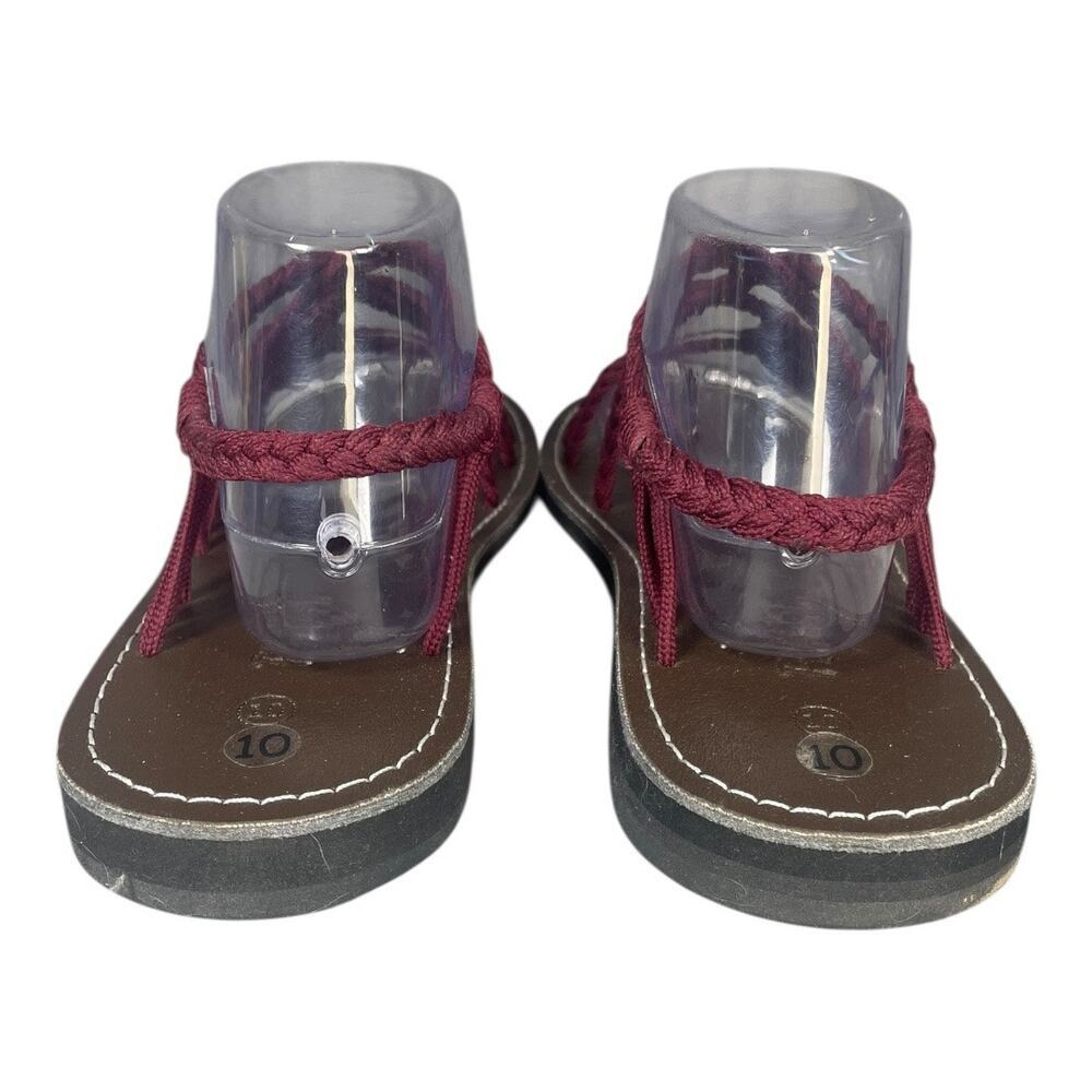 Plaka Women’s Palm Leaf Burgundy Boho Flat Strap Sandals Size-10 - Picture 4 of 8